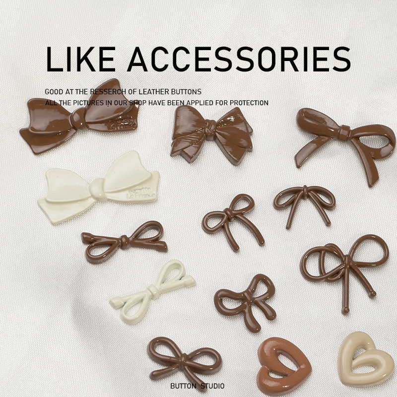 Autumn and Winter New Maillard milk brown Bow Bear Miu Miu Letter Hairpin Nail Art Ins Fashionable Accessories