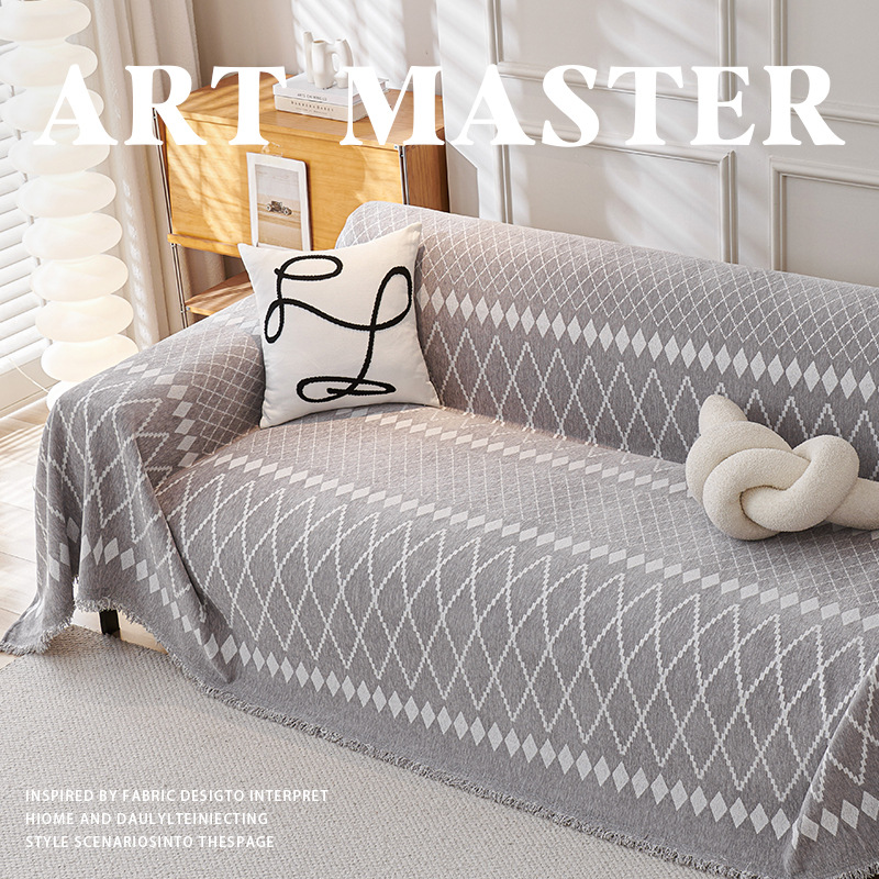 Geometric cross-border foreign trade Nordic style sofa towel sofa cover chenille sofa cover cloth cover cushion autumn and winter four seasons universal