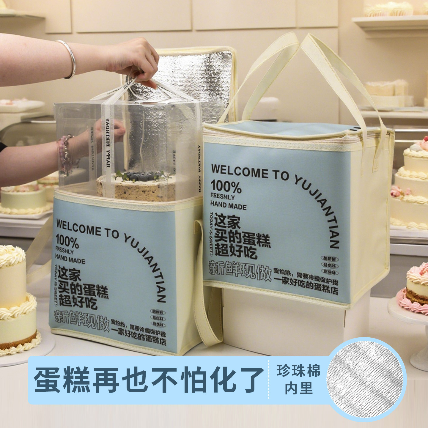 Ice Cream Cream Cake Takeaway Thermal Insulation Bag 4 Inches 6inch 8inch Special Thickeneded Bag Satchel Packaging Bag