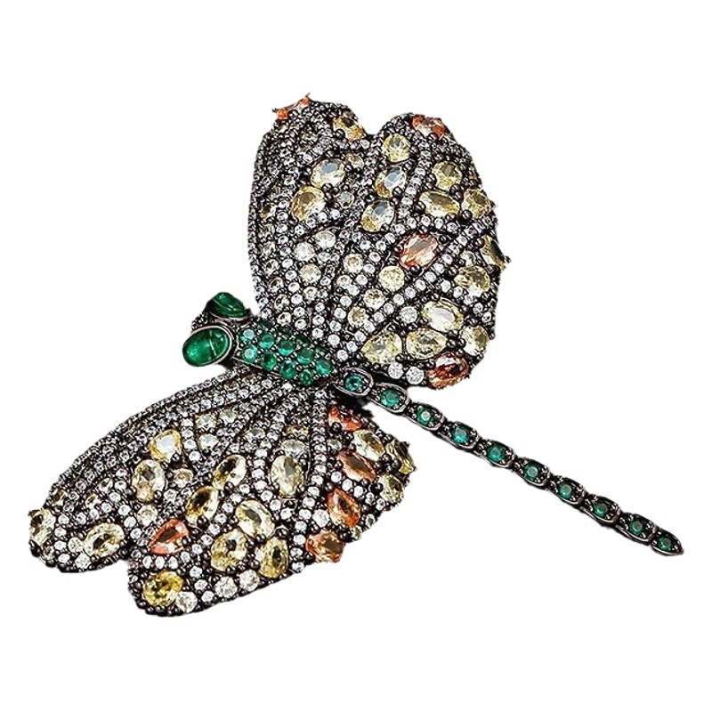 New Dragonfly Luxury Heavy Industry Copper Brooch Light Luxury Eco-friendly Fresh Sweet Dual-use Accessories All-match Accessories