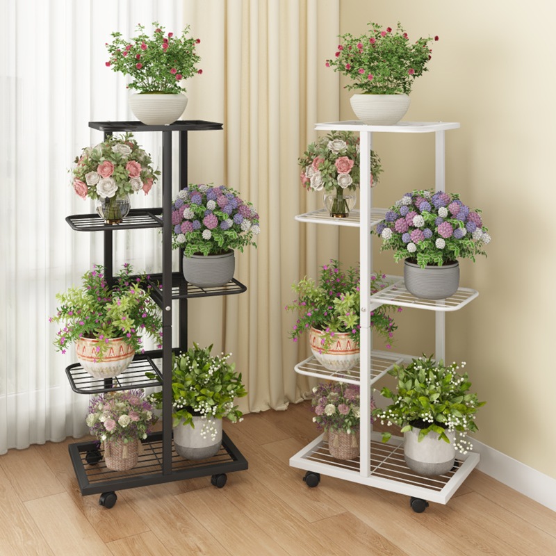 Multi-layer Wrought Iron Flower Rack Storage Rack Living Room Floor-standing Indoor Green Pot Balcony Flower Pot Plant Placement Flower Pot Rack