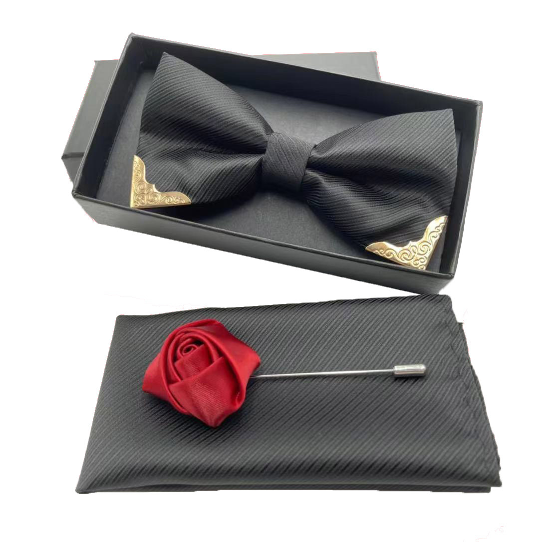 Picture of High-end wedding wedding bridegroom best man wine red British bow solid color men's bow tie formal suit trend