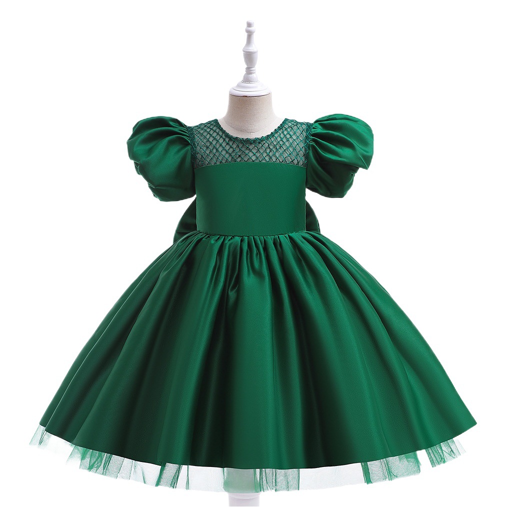 Factory Wholesale Children's Skirt 2025 European and American New Style Puff Sleeves Big Butterfly Wedding Dress Fluffy Girl Dress Princess Dress