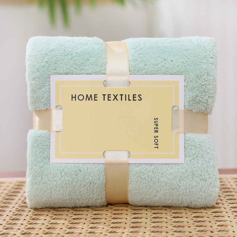 Picture of Wedding gift coral fleece absorbent towel 35*75 tie card wine red joy square towel hand gift