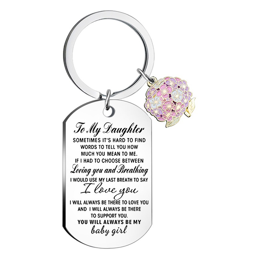 New Tomydaughter Creative Flower Stainless Steel Military Brand Keychain DIY Necklace Laser Engraving Wholesale