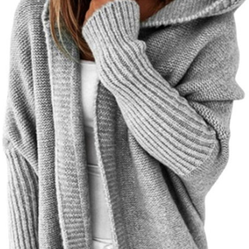 2023 new hooded sweater hat collar elegant commuter bat type soft loose back stitching sweater sweater sweater