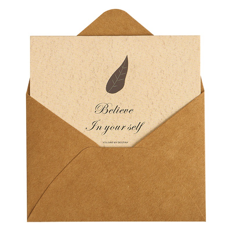 Guangyang's New Product Leaf Envelope Greeting Card Blessing Card Retro Thanksgiving Christmas Birthday Folded Thank You Message Card