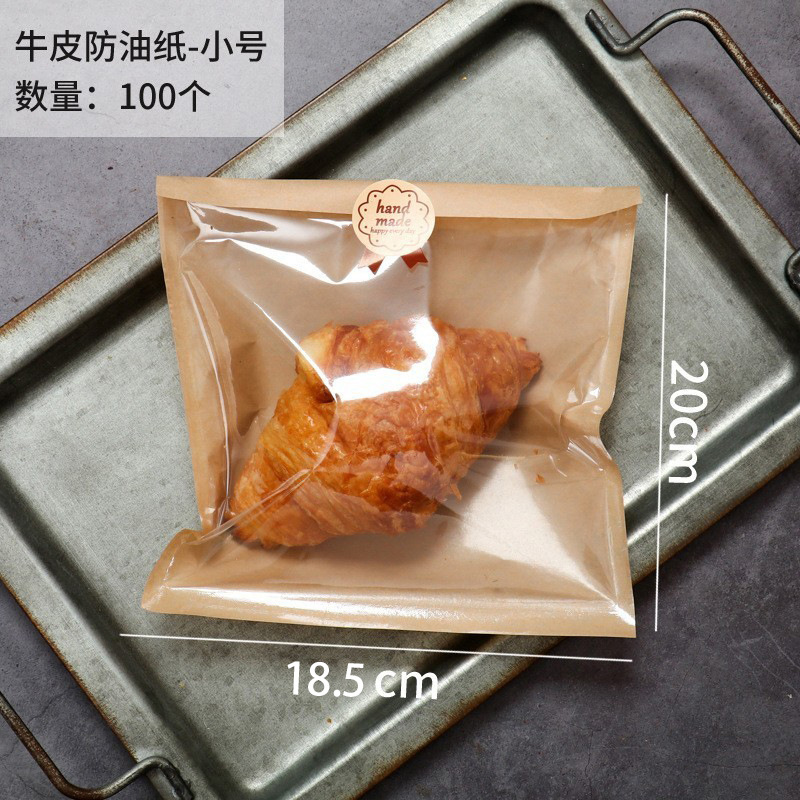 Picture of Half film paper bread bag baking dessert croisso toast food transparent packing bag kraft paper bag spot