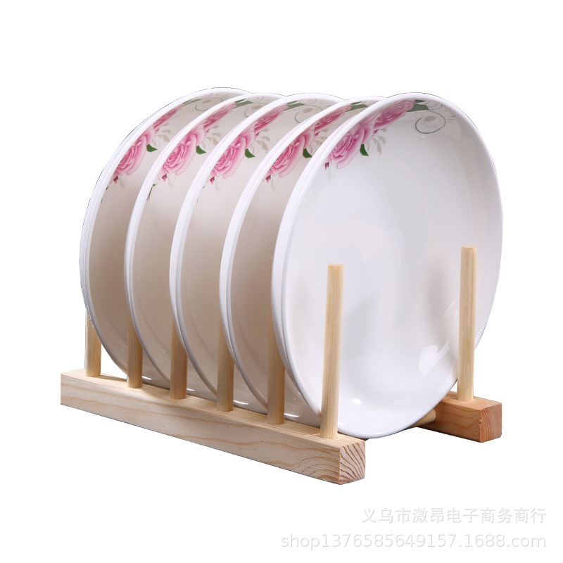 Picture of Factory Wholesale Bamboo Drain Rack Bowl Rack Kitchen Rack Wooden Chopping Board Dishes Plate Shelf Tea Cake Bracket