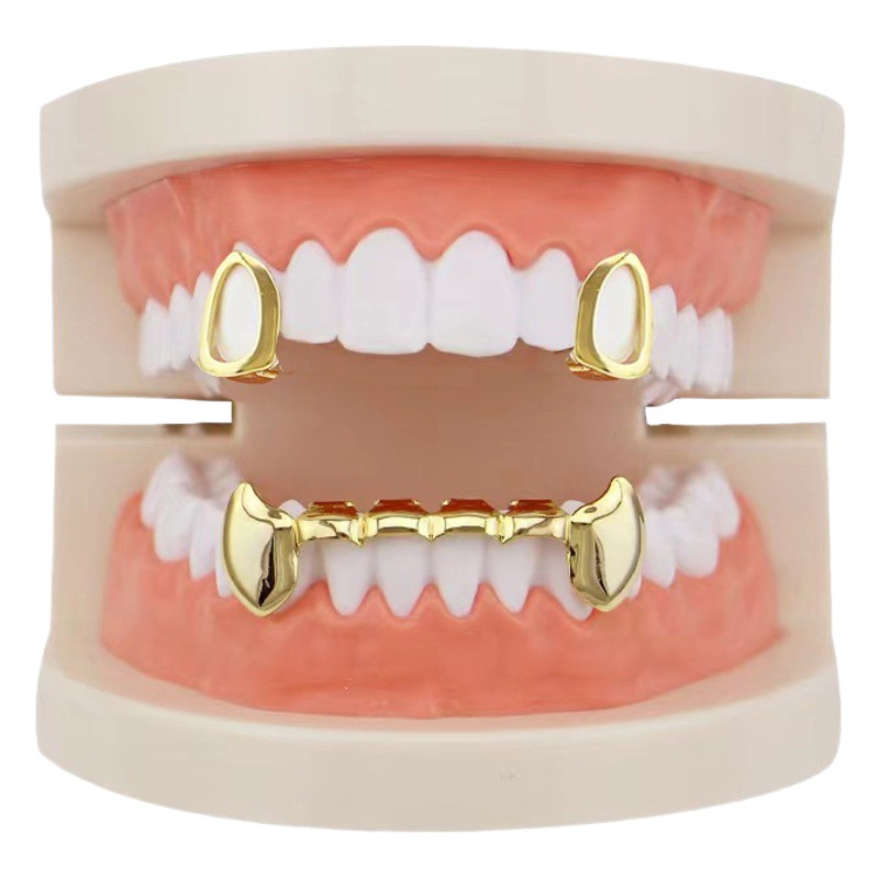 European and American hiphop bright face single fangs suit decorative hip-hop braces tiger teeth suit vampire gold braces
