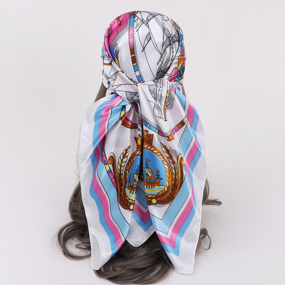 Picture of Simulated Silk Scarf Women's Headscarf 90*90cm Square Scarf Pattern Scarf Shawl European and American Cross-Border Scarf Wholesale