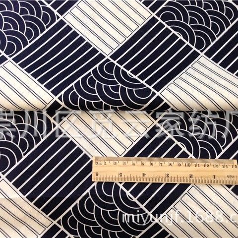 Picture of Japanese Style and Wind Xiangyun Sea Wave Qinghai Wave Cotton Twill Printing Pure Cotton Fabric Lunch Moon Cake Packaging
