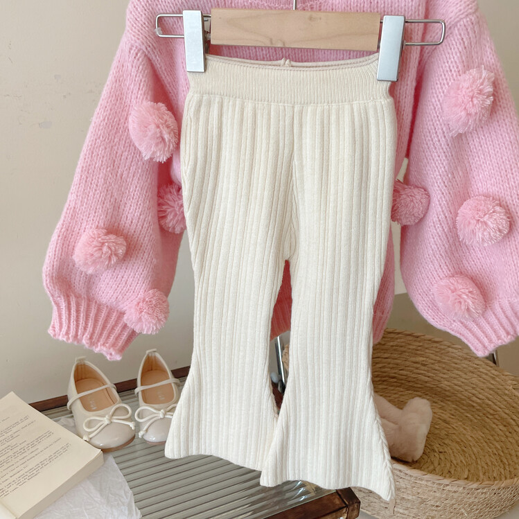 Picture of Girls Pullover Sweater 2025 Autumn and Winter New Korean Style Kidsren's Style Baby Girl Red Lantern Sleeve Fur Ball Sweater