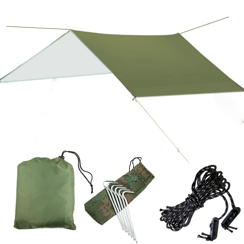 Picture of Canopy Tent Outdoor 3-4 People Silver-Coated Vinyl Waterproof Sunscreen Camping Beach Mat Camping Style Cloth All-In-One
