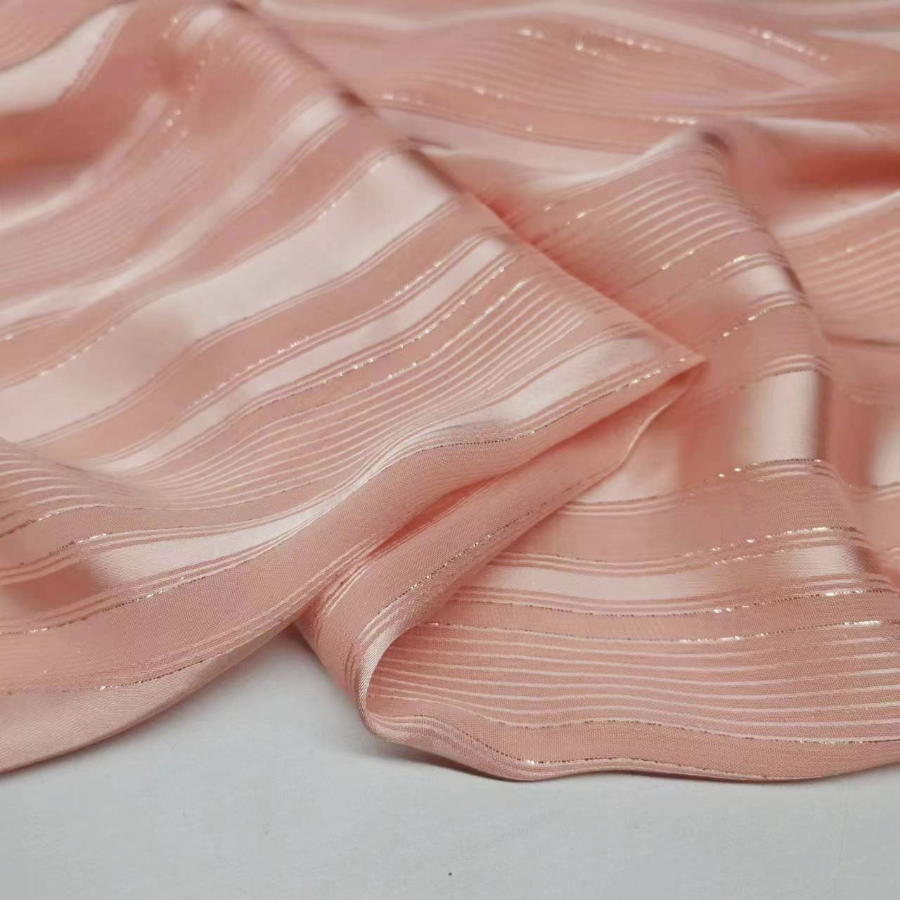 Silver silk beauty strip chiffon fabric DIY hand made sewing fabric