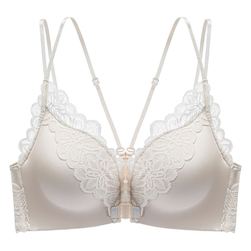 Leopard Print Front Button Beautiful Back Small Breast Push-Up No Wire Bra Breast Reduction Lace Seamless Sexy Sexy Intimates for Women
