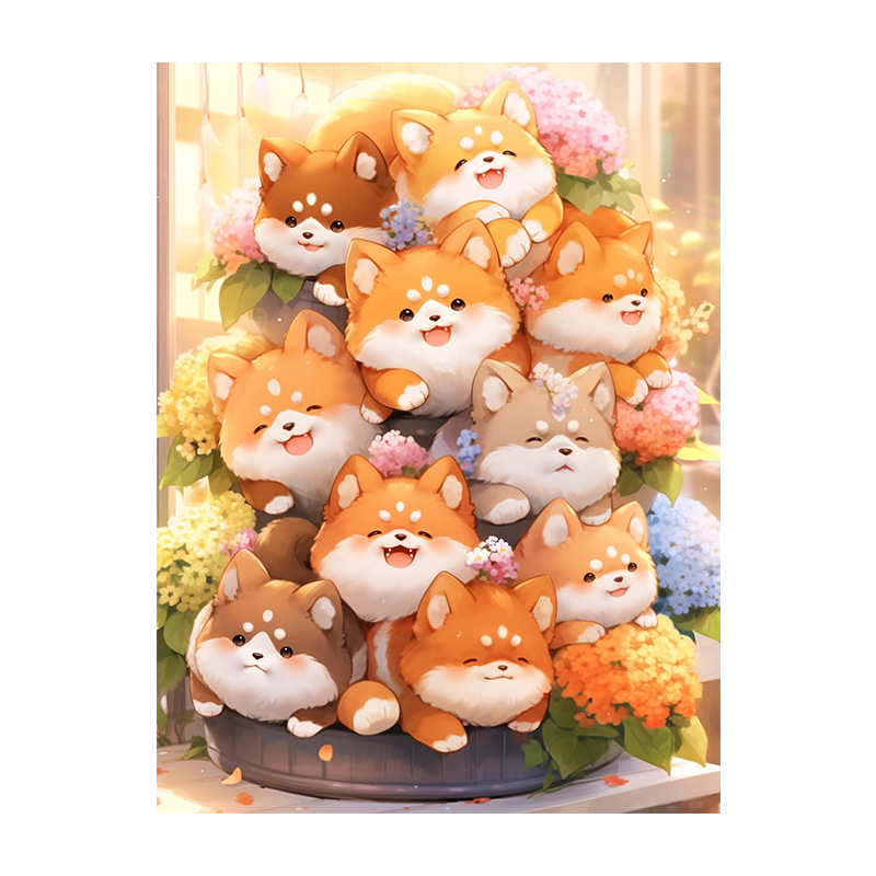 Picture of Cartoon bouquet digital oil painting diy oil painting handmade coloring paint painting filling hand painted decorative painting