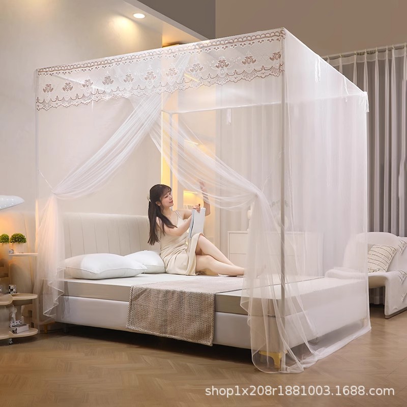 2025 New Home Mosquito Net Palace Single Door Anti-Mosquito Advanced Old Bracket Floor-Standing Princess Style 1.5m Double