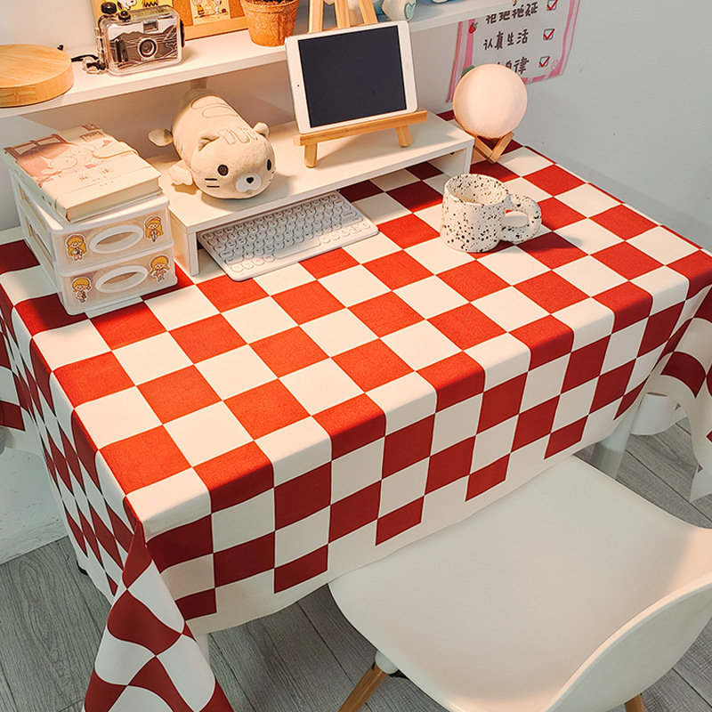 Picture of Checkerboard Tablecloth Ins Style Popular Photo Student Desk Dormitory Decoration Coffee Table Dustproof Picnic Stall Cloth