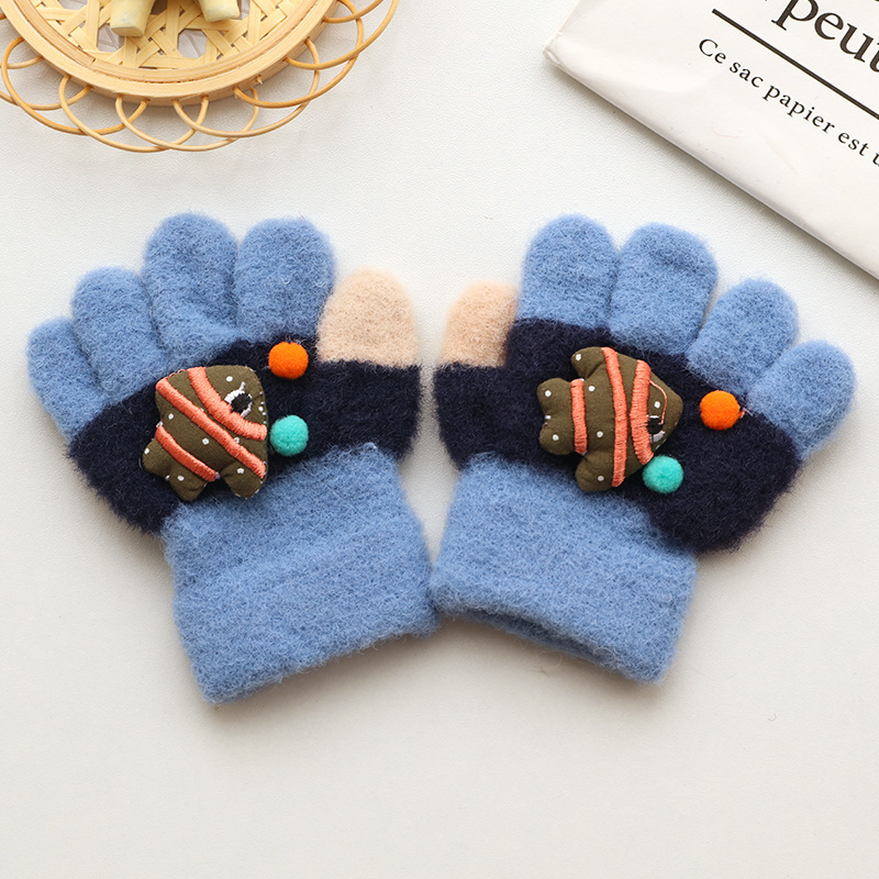 Picture of Children's Gloves Five Fingers Baby Autumn and Winter Cute Trendy Boys and Girls Students Thickened 1-3 Years Old 2 Warm Kids