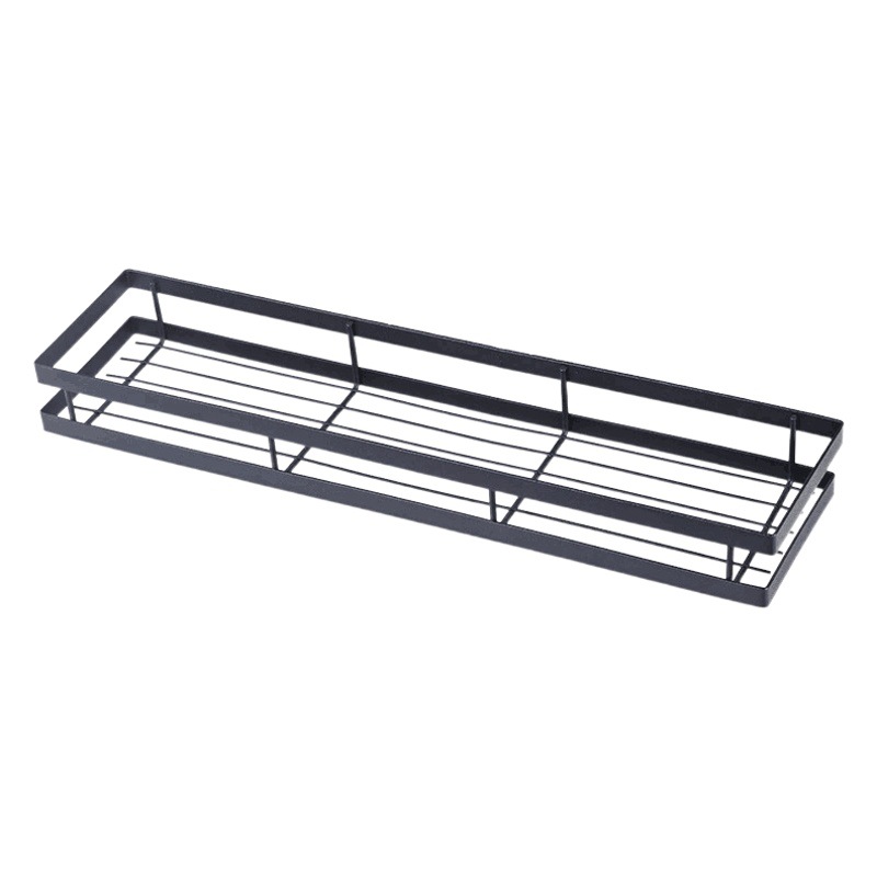 Wrought Iron Single-Layer Kitchen Storage Rack for Perfuming Bottle Seasoning Supplies Storage Shelf Punch-Free Wall-Mounted Basket for Multi-Scene