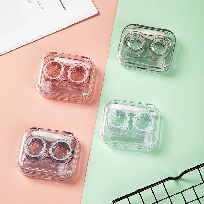 Picture of High-value one-piece leak-proof transparent contact lens case compact portable girl's heart storage box without twisting lid