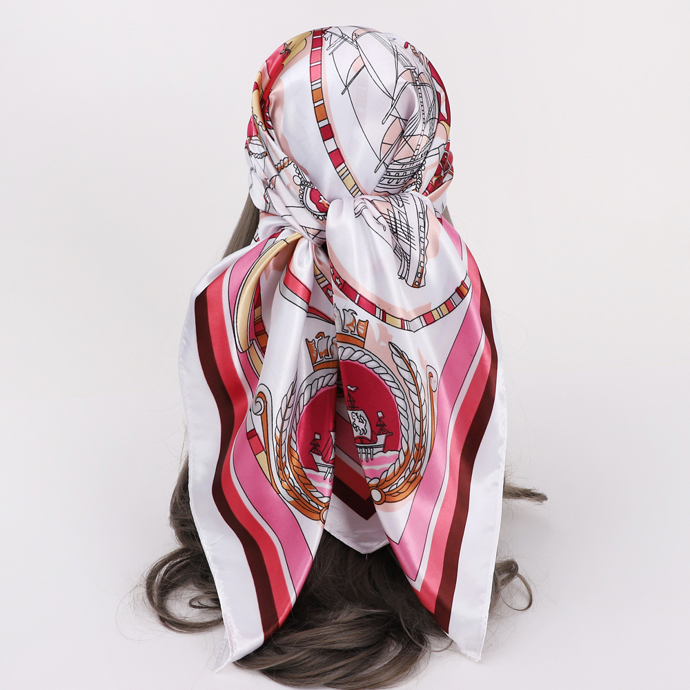 Picture of Simulated Silk Scarf Women's Headscarf 90*90cm Square Scarf Pattern Scarf Shawl European and American Cross-Border Scarf Wholesale
