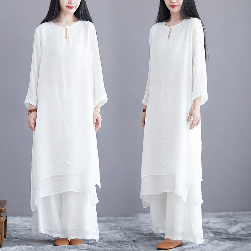 Picture of 2023 autumn and winter new ethnic style tea clothes women's sweet fairy artistic suit women's retro Zen Chinese style women's clothing