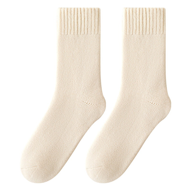 Cashmere socks women's autumn and winter mid-calf length socks fleece-lined thickened confinement socks plush sleeping floor super thick winter stockings