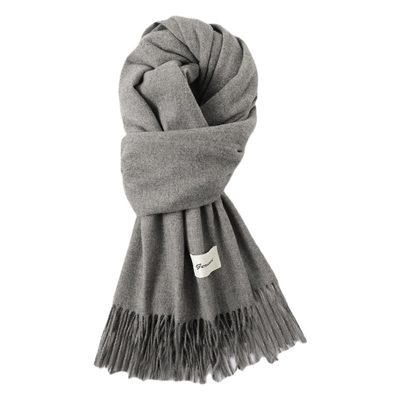 Cashmere Hand Scarf Women's Simple Solid Color Tassel Shawl Autumn and Winter Warm Imitation Cashmere Scarf All-match Casual Scarf