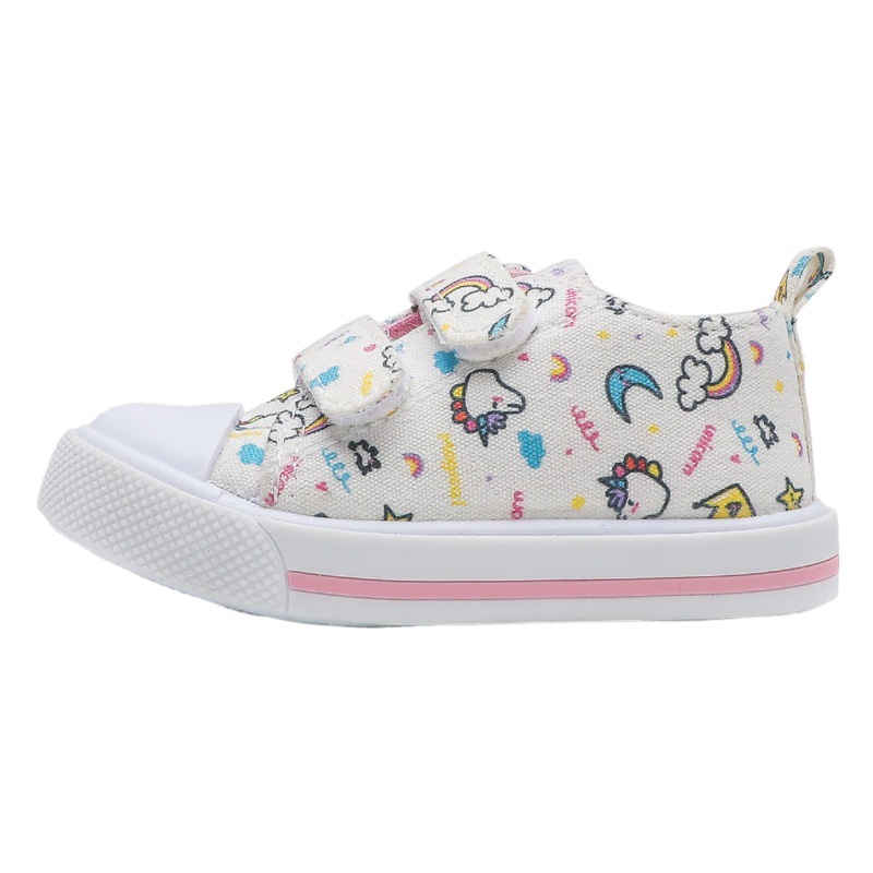 Classic Children's Canvas Shoes Velcro Women's sneaker Cartoon Breathable Casual Fashion Sneakers Cross-border Hair