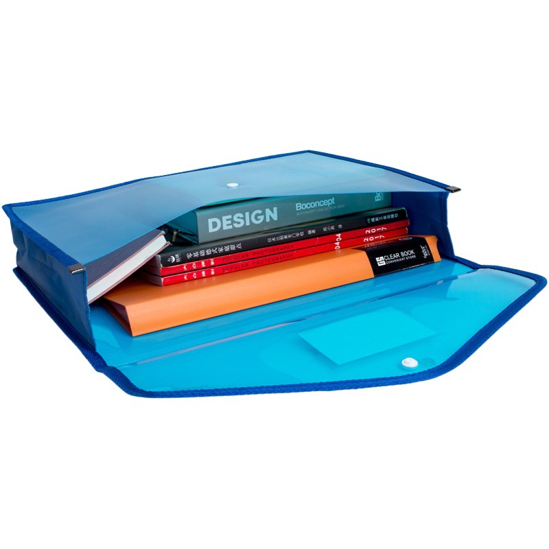 Snap Buckle File Bag Transparent Waterproof Large Capacity Student Thickened Test Paper Tutoring Information Bag File Bag Printable logo