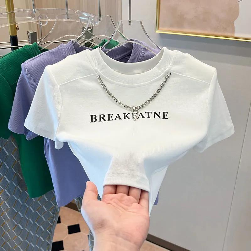 Picture of Pure Sexy Sweet Cool Spice Girl Short T-shirt Women's Summer Ins Chain Design Niche Short-sleeved Chic Top