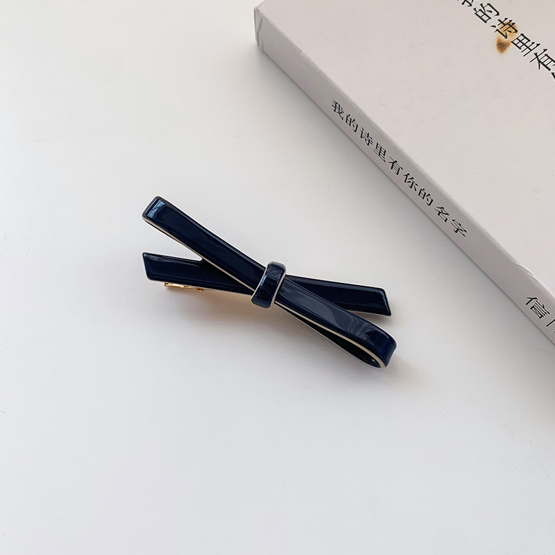 Picture of French Classic Bow Hairpin Acetic Acid Fresh Girl's Side Bangs Clip Cross Hollow Bow Tie Hairpin