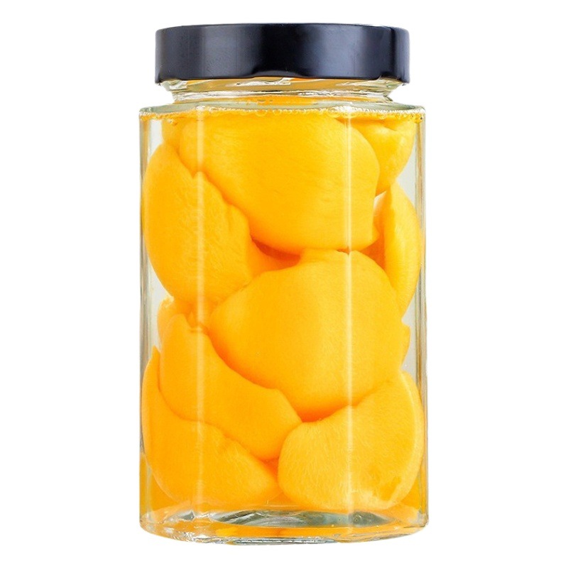 Sealed glass storage jar high cover Pickles Jam bottle thickened multi-grain sub-bottle yellow peach can glass bottle wholesale
