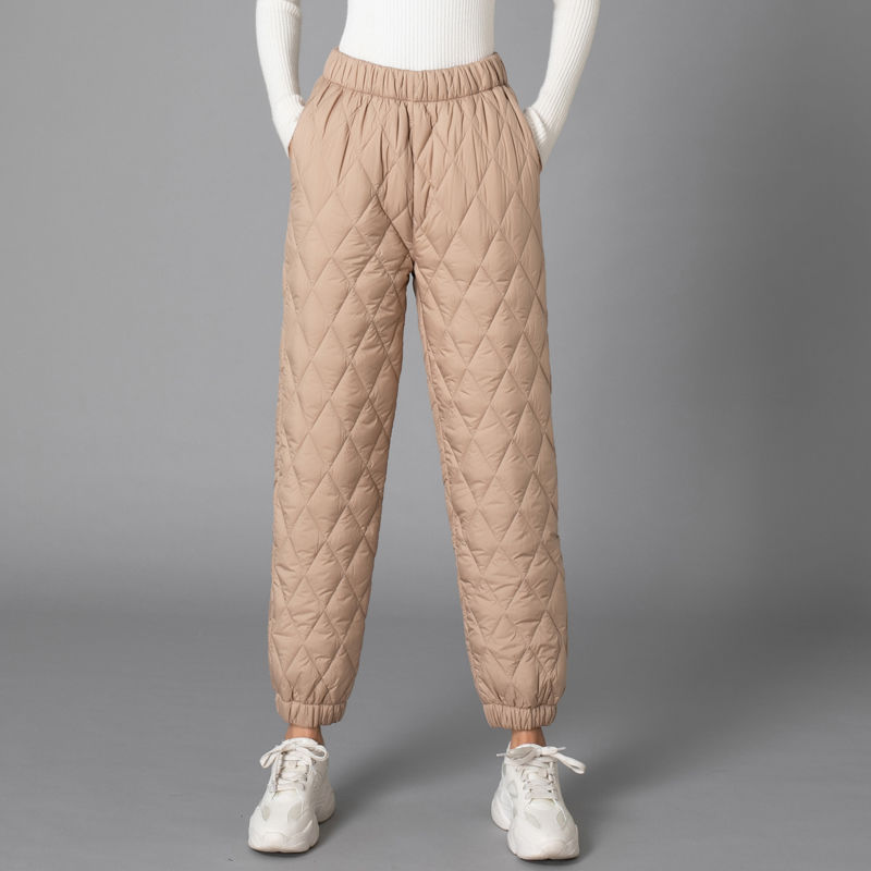 Picture of Wide-Leg Cotton Trousers for Women in Autumn and Winter, Thickeneded Middle-Aged and Elderly Warm Trousers, Slimming Look Large Size Casual Straight Outer Wear down Cotton Trousers