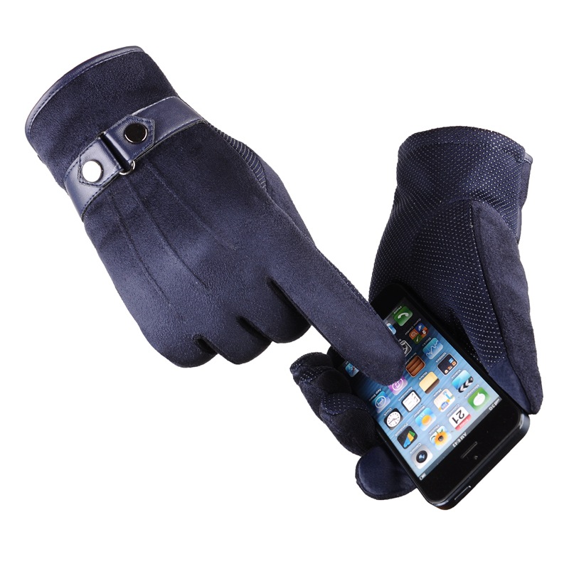 Picture of Suede Non-Falling Velvet Touch Screen Gloves for Men in Winter Thickeneded and Warm for Cycling and Driving Korean Casual Cotton Gloves Export