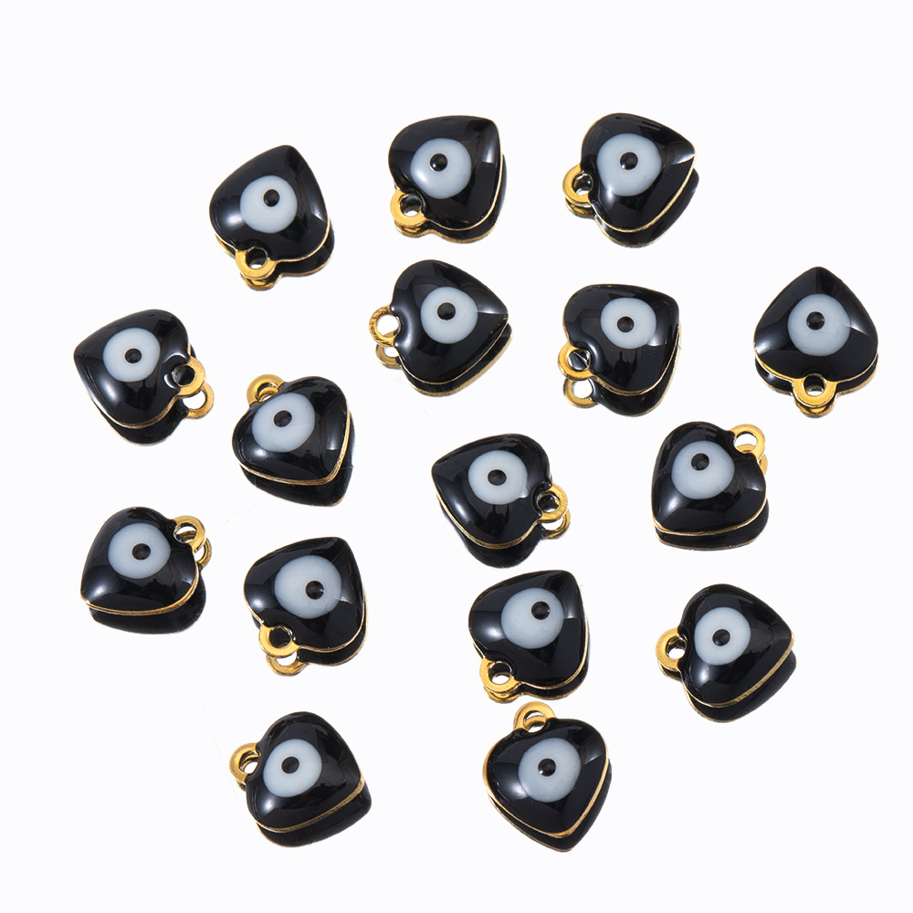 Picture of 9 x 8mm stainless steel creative love drop oil eyes pendant bracelet necklace diy stainless steel jewelry accessories
