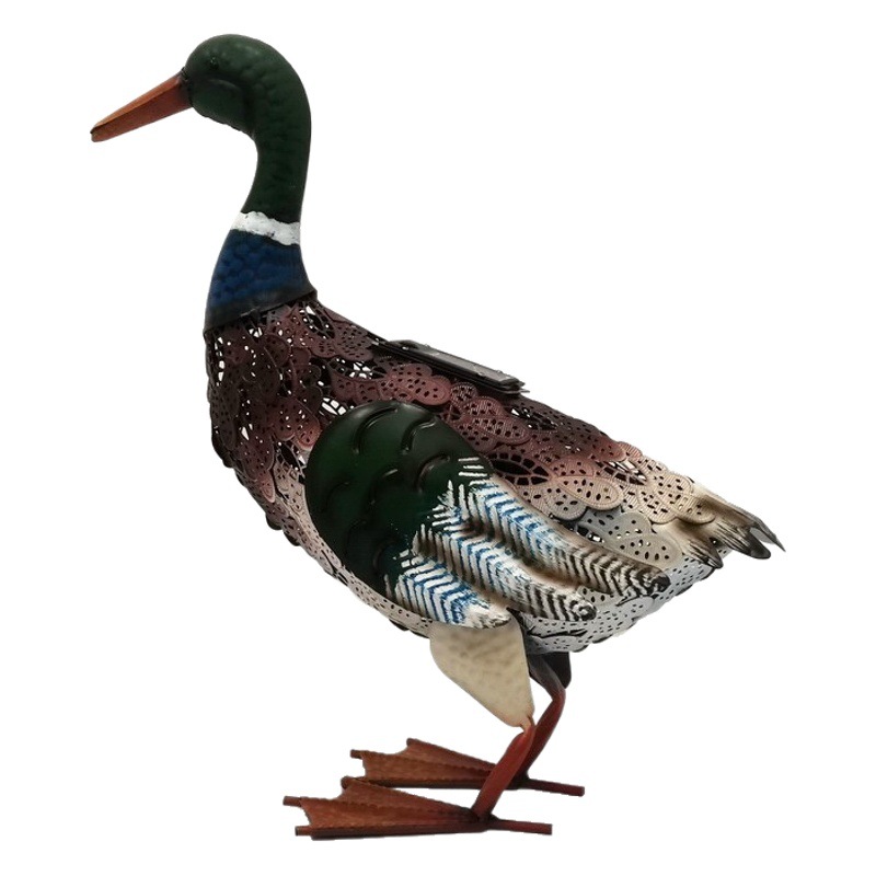 Metal painted foreign trade export courtyard home decoration outdoor iron animal decoration duck shape solar lamp