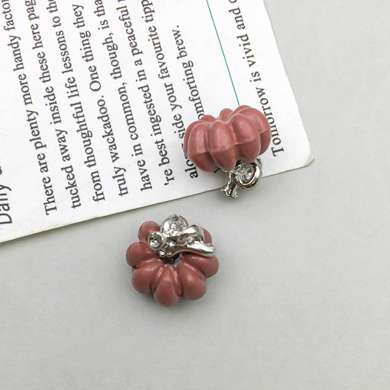 Picture of 1 new drop oil alloy colorful simulation maple pumpkin pendant pendant diy accessories