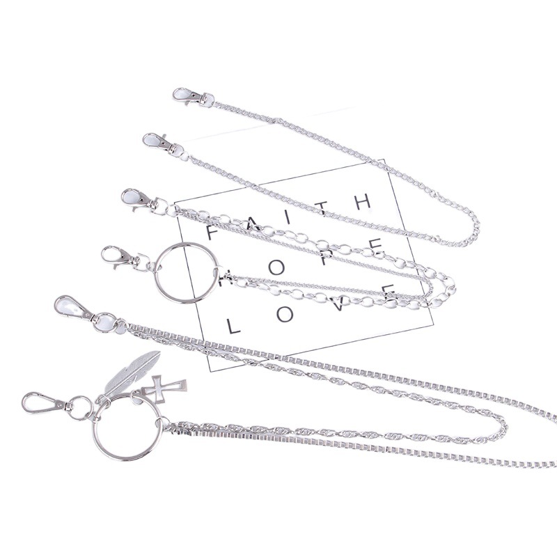 Korean ins Harajuku Style Street Hip Hop Cool Pants Chain Pants Chain Waist Chain Punk Belt Hanging Chain Accessories Trendy for Men and Women