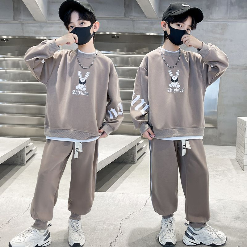 Children's Autumn 2023 New Boys' Sports suit Crewneck Sweat Pants Korean Two-piece Set