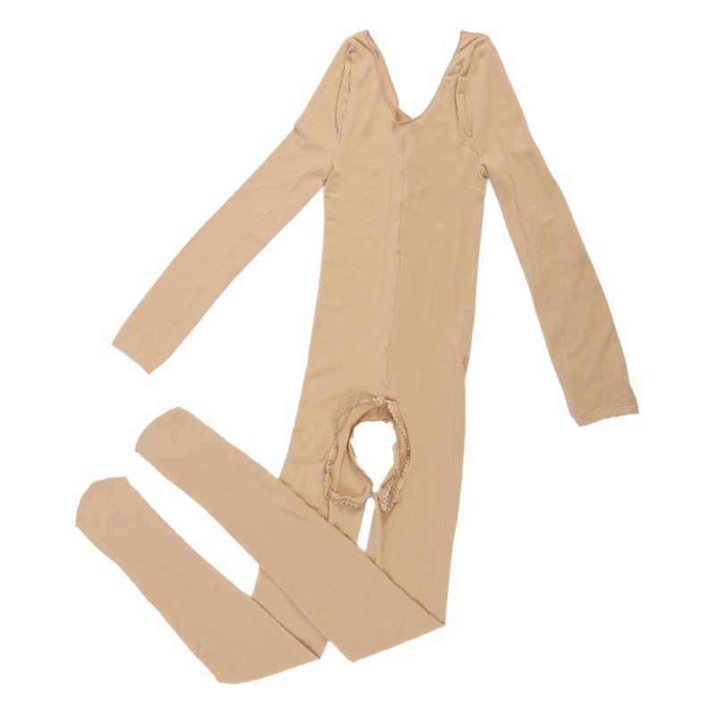 One-Piece Bodysuit with Open Crotch, Seamless, Skin-Friendly, Delicate Velvet, Full-Body, Unisex, Sexy Style