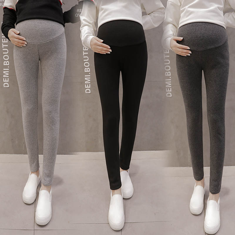 Picture of in stock Pregnant Women's Leggings Autumn and Winter fleece-lined Thickened Silver Fox Velvet Pants Leggings Abdominal Pants Pregnant Women's Pants Trendy Pants