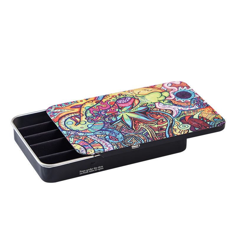 Picture of Children's Lock Iron Box Metal Push-pull Hemp Iron Box Cigarette Wire Drawer Storage Box Press Lock Anti-opening Slide Cover Box