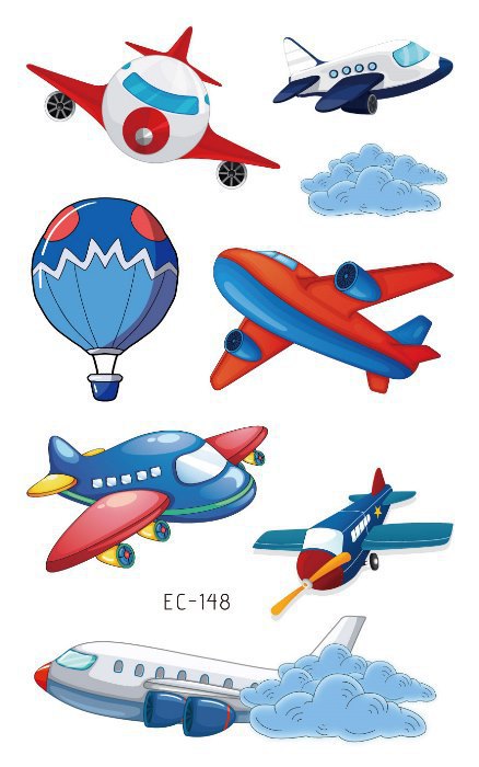Picture of Children's Cartoon Transport tattoo Paper stickers Aircraft Ship Train Track Creative tattoo stickers