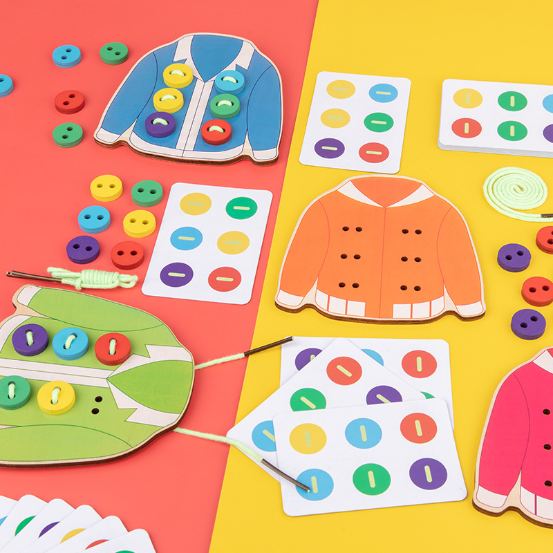 Picture of Montessori clothes rope sewing button threading hand-eye coordination daily life teaching aids baby concentration early education toys