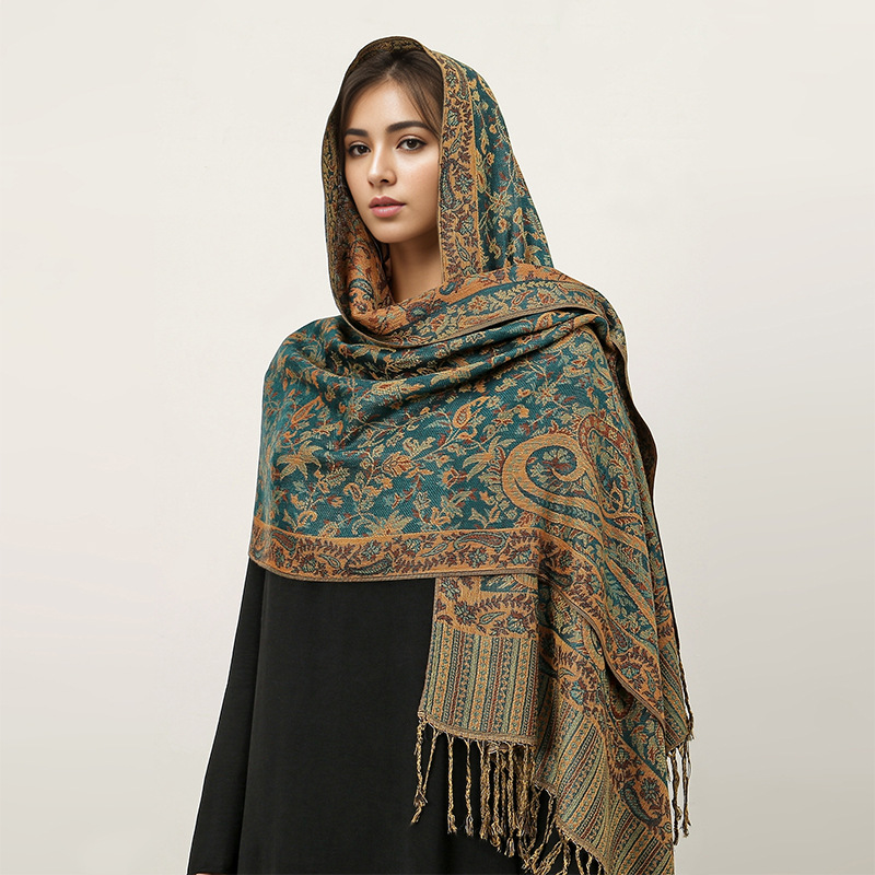 Picture of 2025 Cross-Border New Imitation Cashmere Scarf Ethnic Style Scarf Shawl Cashew Flower Accessible Luxury High-End Tassel Scarf