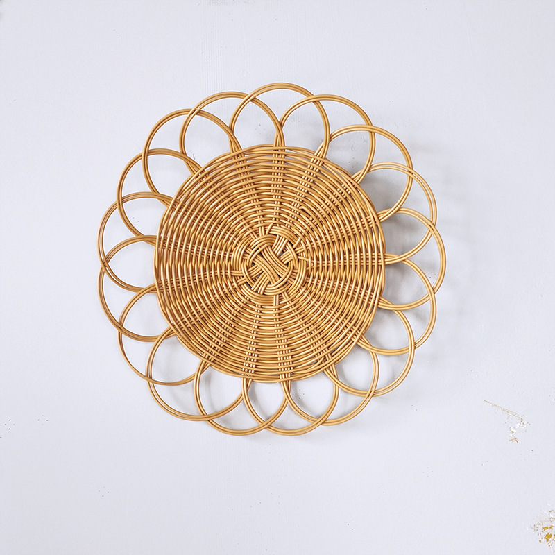 Picture of Bohemian style straw wall decoration living room background wall decoration ethnic round hanging decoration sofa bedside hanging decoration
