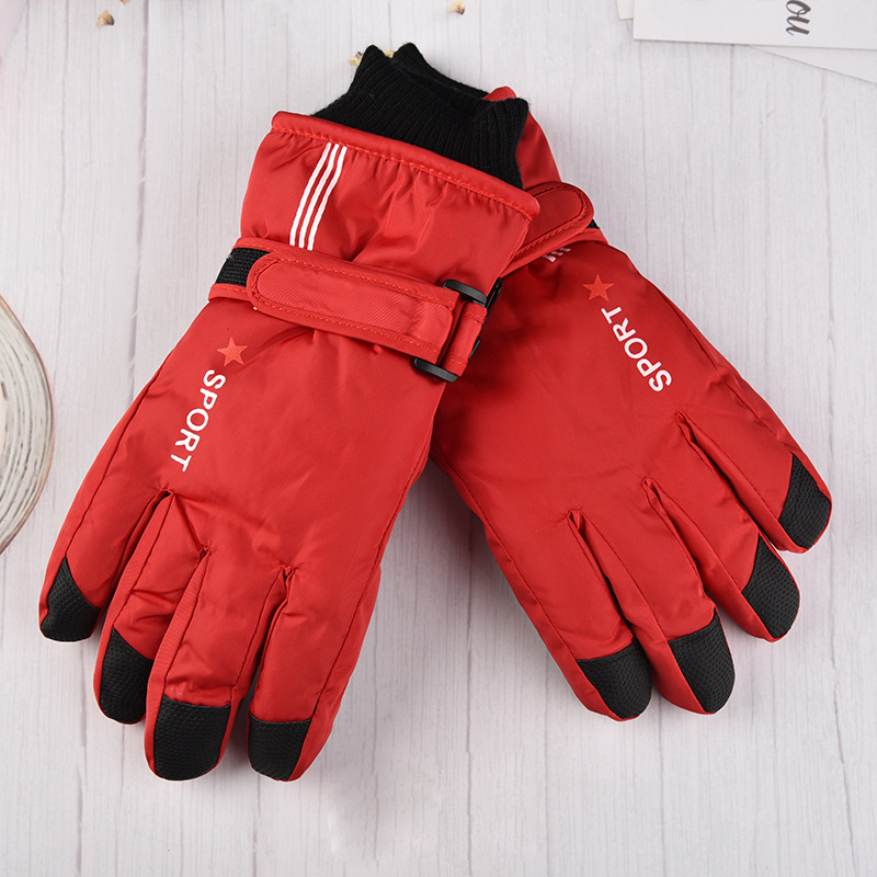 Picture of Winter Ski Gloves Women's Children's Warm Riding Waterproof Middle and Big Children's Waterproof Non-slip fleece-lined Thickened Finger